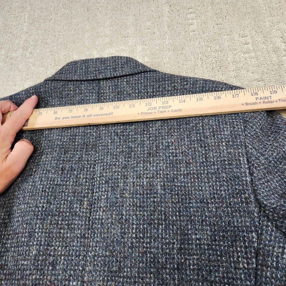 Vintage Harris Tweed Blazer Men 40 Leather Button Sport Coat Handwoven Wool USA